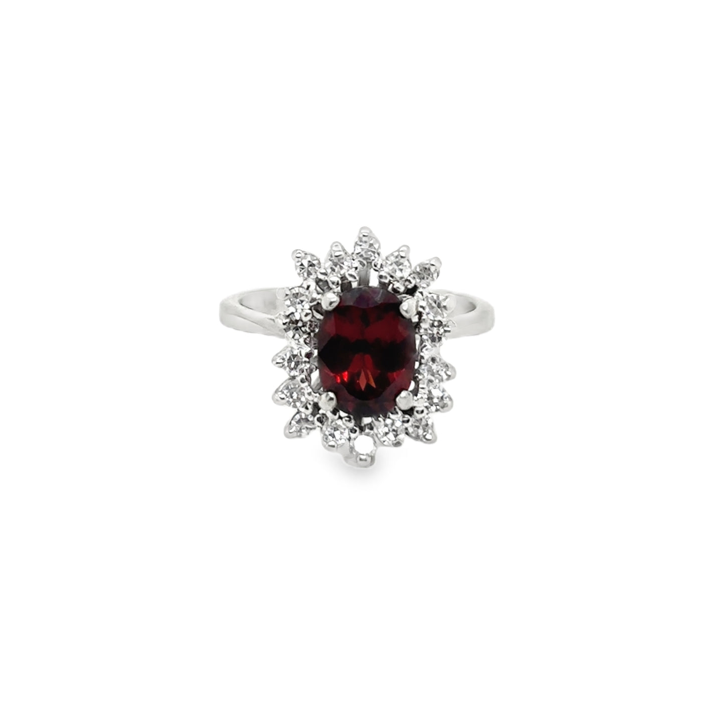 14KW Oval Mozambique Garnet & Diamond Ring
