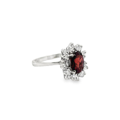 14KW Oval Mozambique Garnet & Diamond Ring