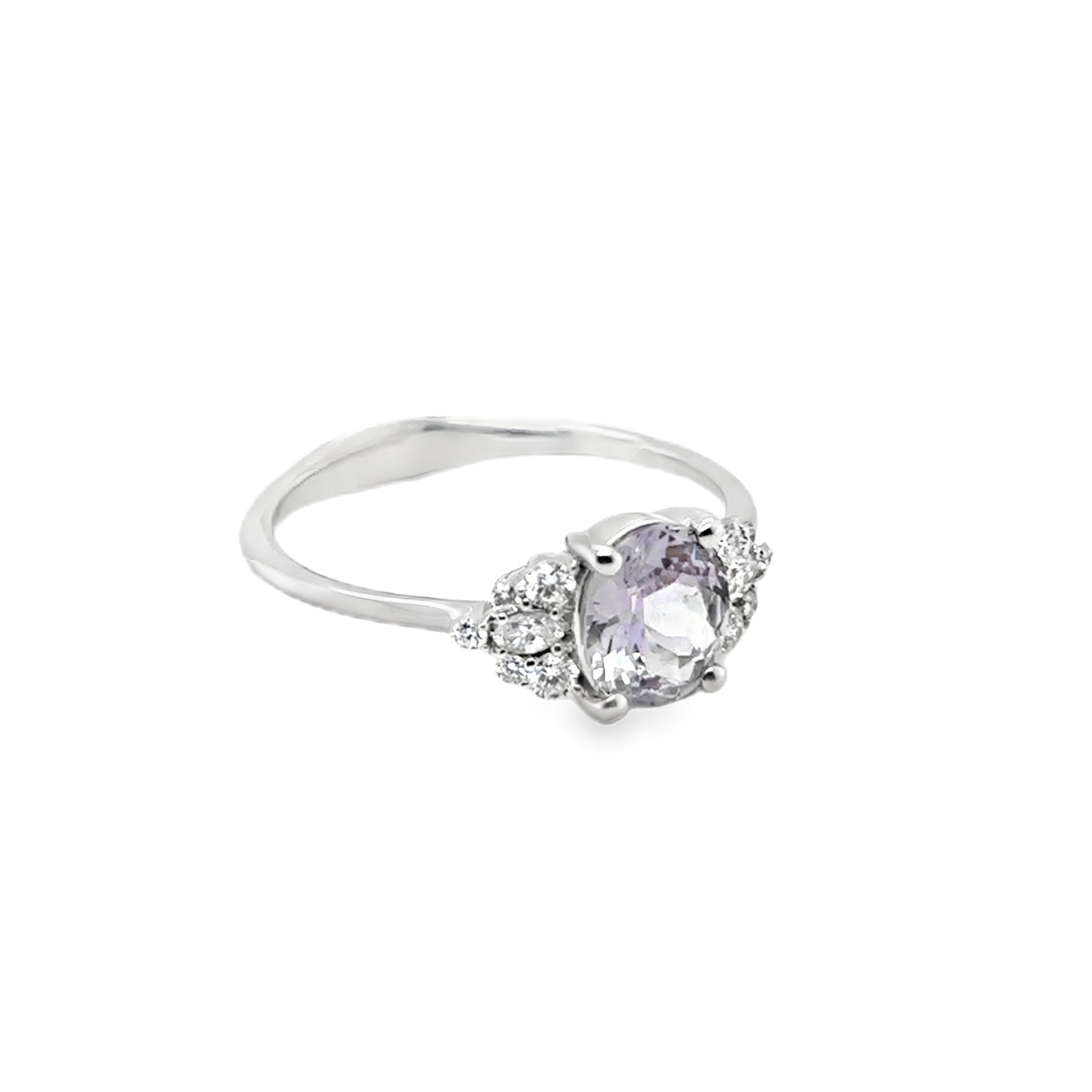 18KW Purple Sapphire & Diamond Ring