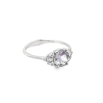18KW Purple Sapphire & Diamond Ring