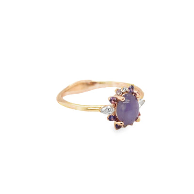 18KR Purple Star Sapphire & Diamond Ring