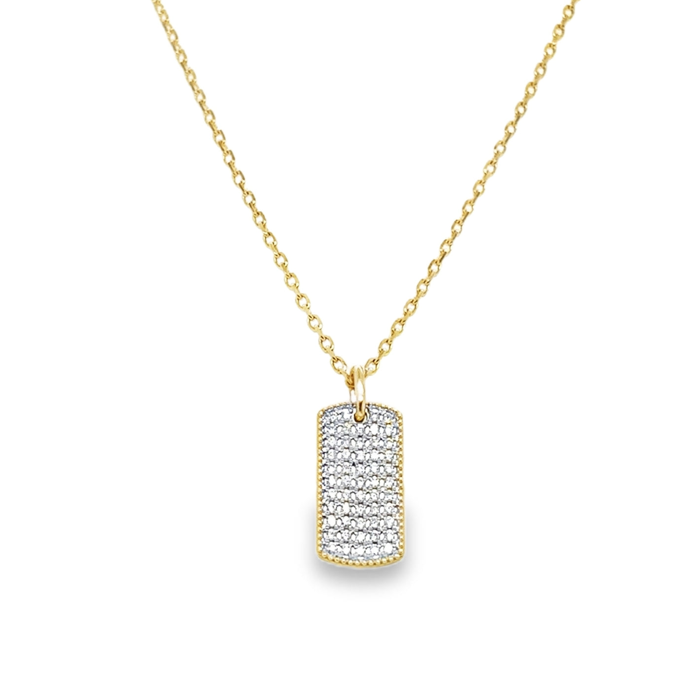 14KY Pave Diamond Dog Tag Necklace