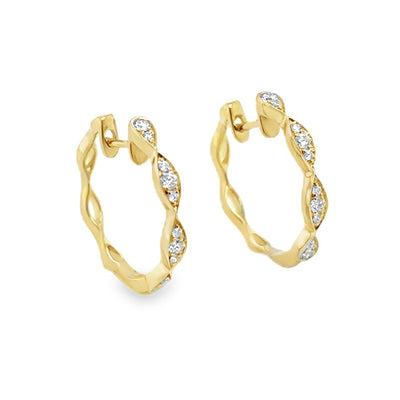14KY Diamond Twist Hoop Earring