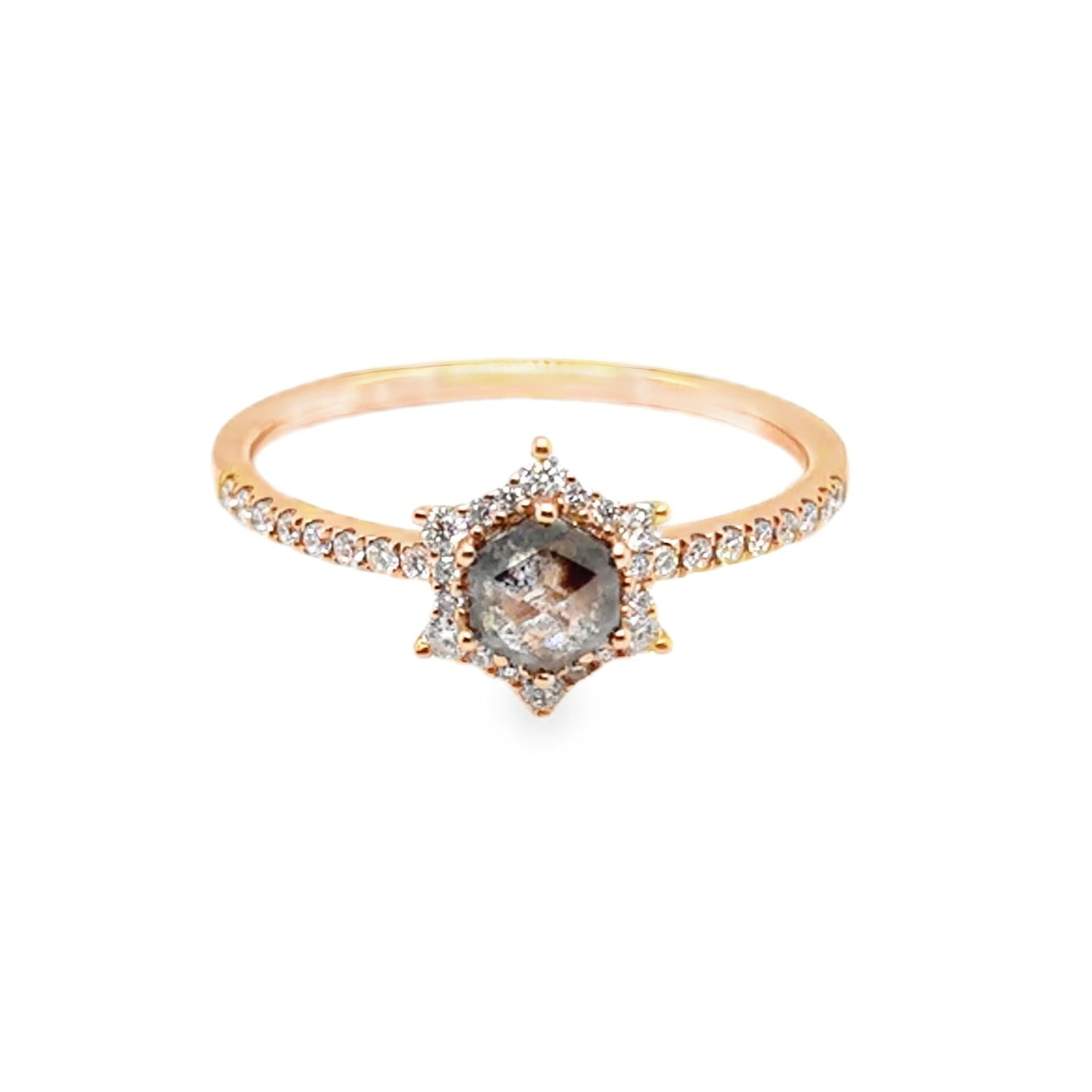 18KR Salt & Pepper Starburst Ring