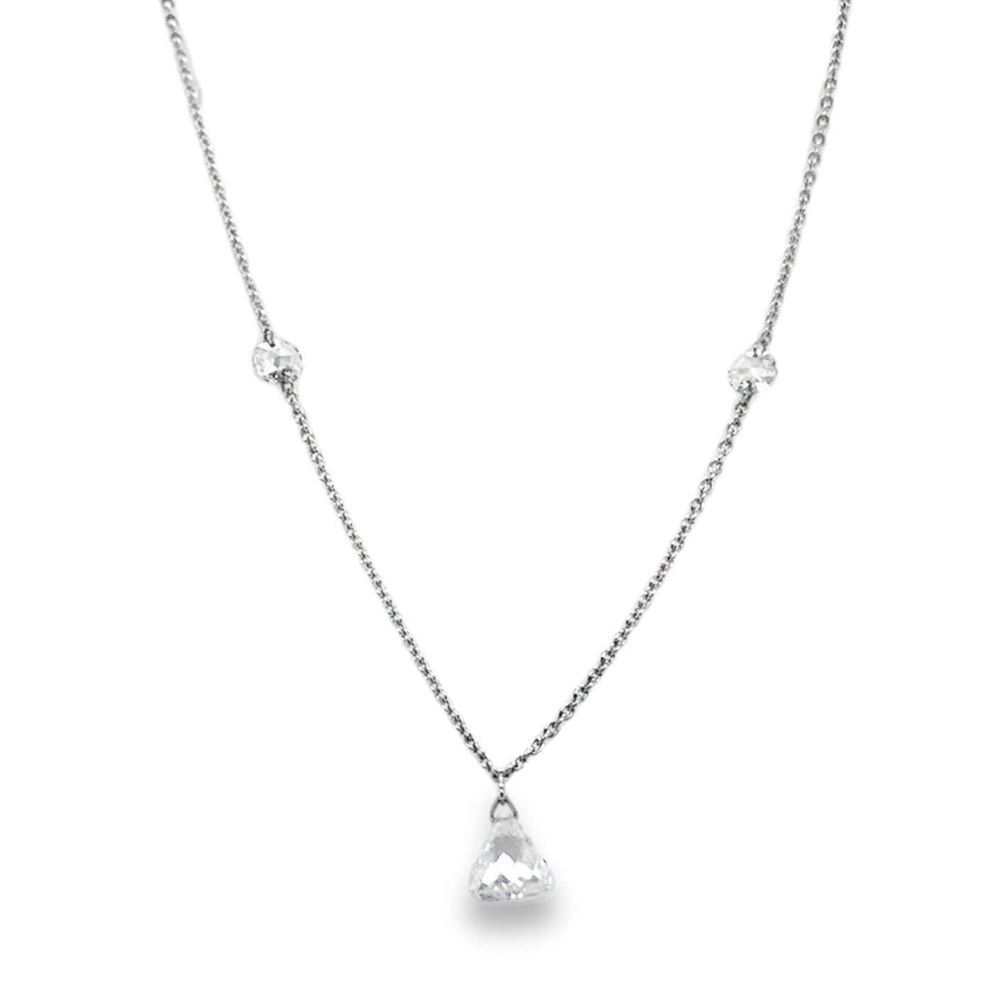 18KW Trillion/Round Invisible Set Station Necklace