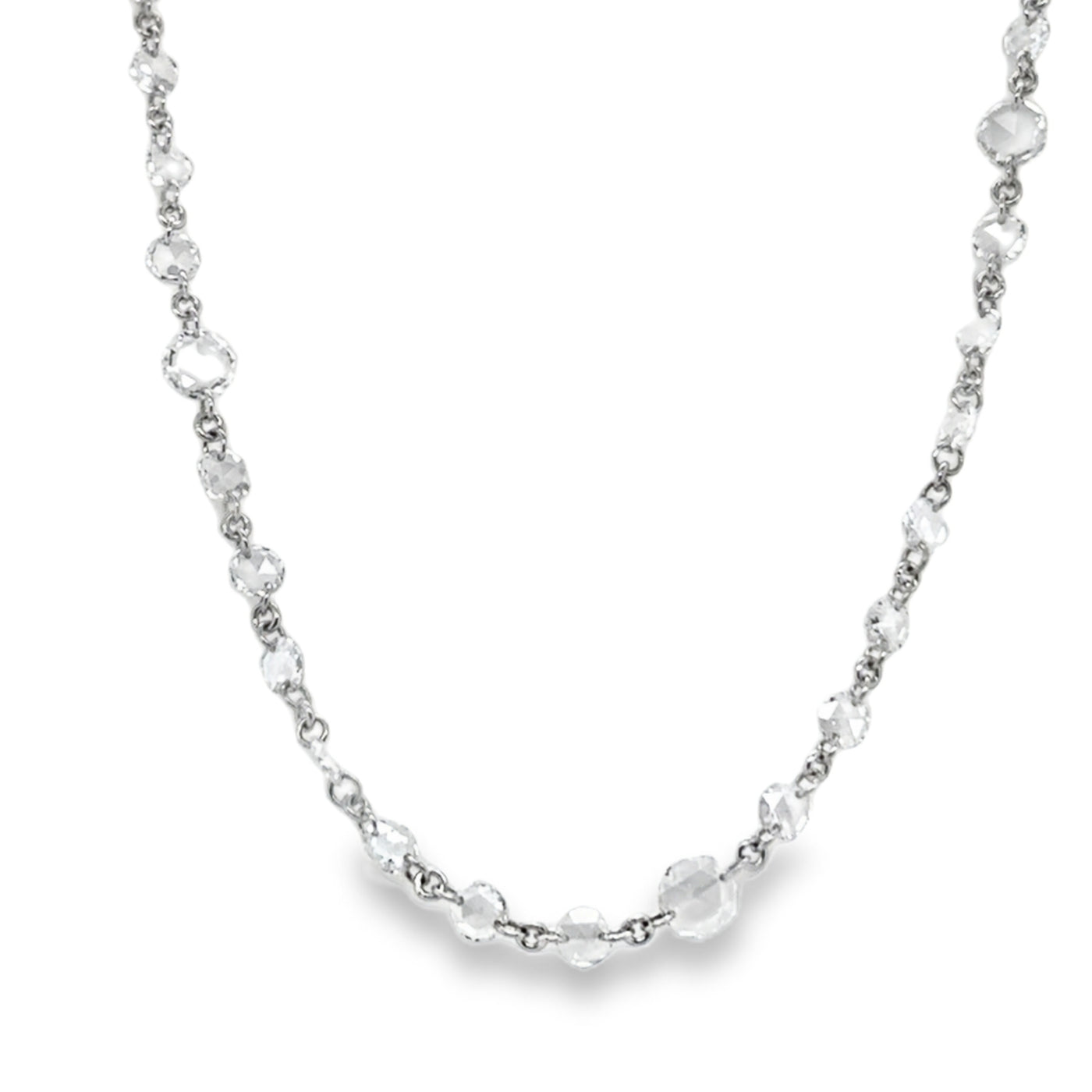 18KW Rose Cut Daimond Floating Station Necklace