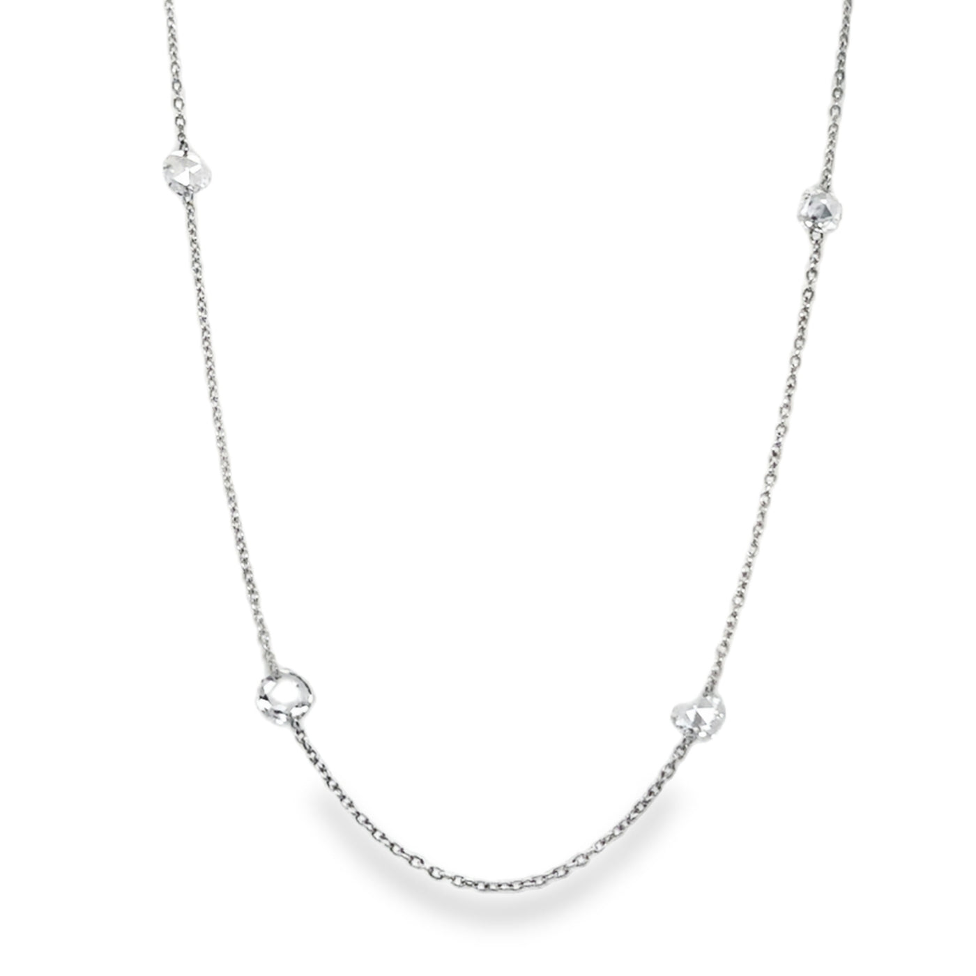 18KW Rose Cut Dmd Station Necklace