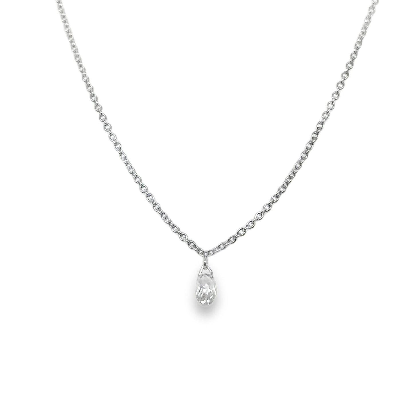 18KW Single Briolette Necklace