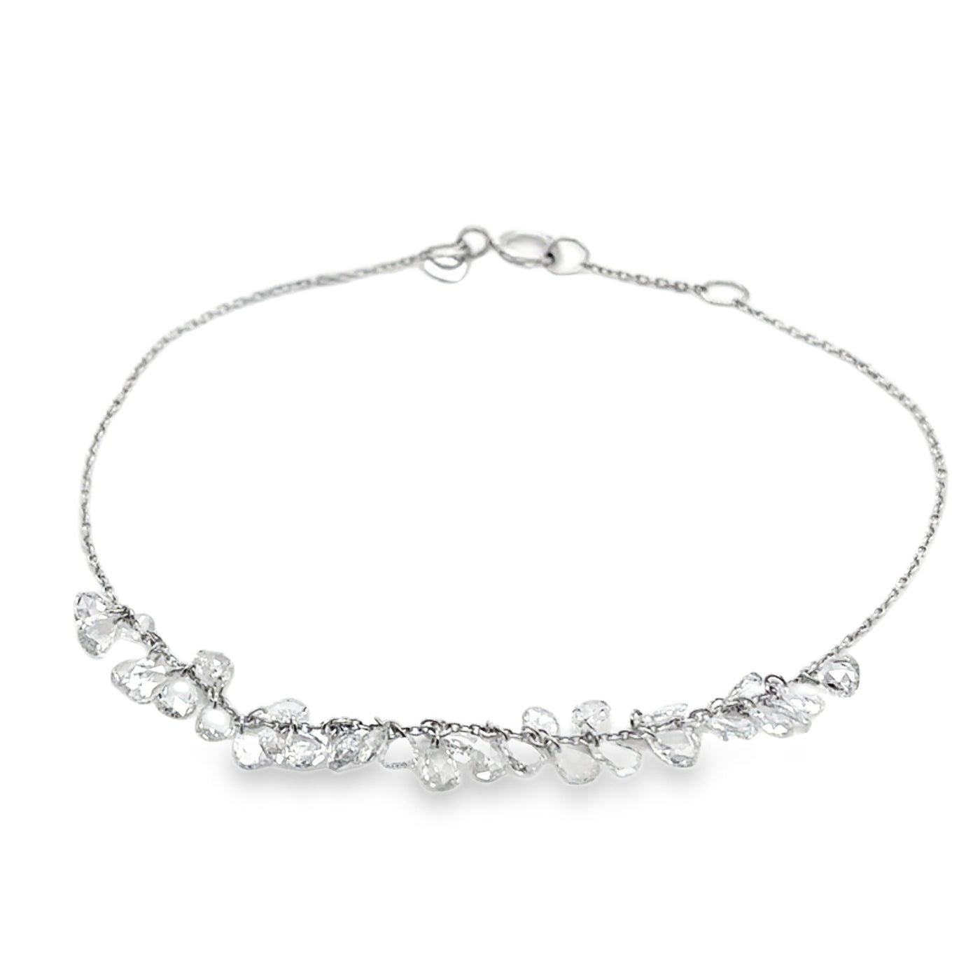 18KW Rose Cut Pear Shaker Diamond Bracelet