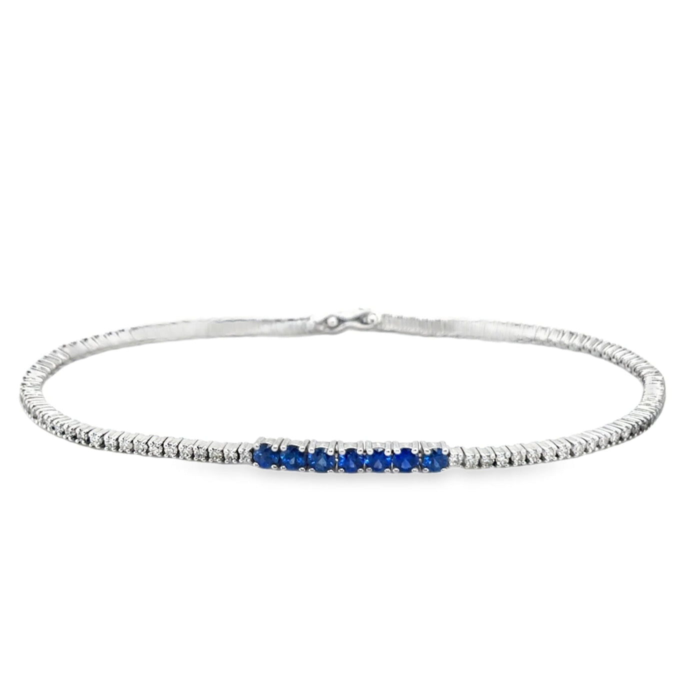 18KW Blue Sapphire and Diamond Tennis Bracelet