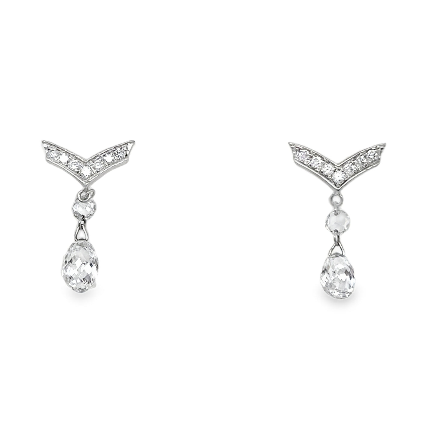 18KW Briolette V Diamond Studs