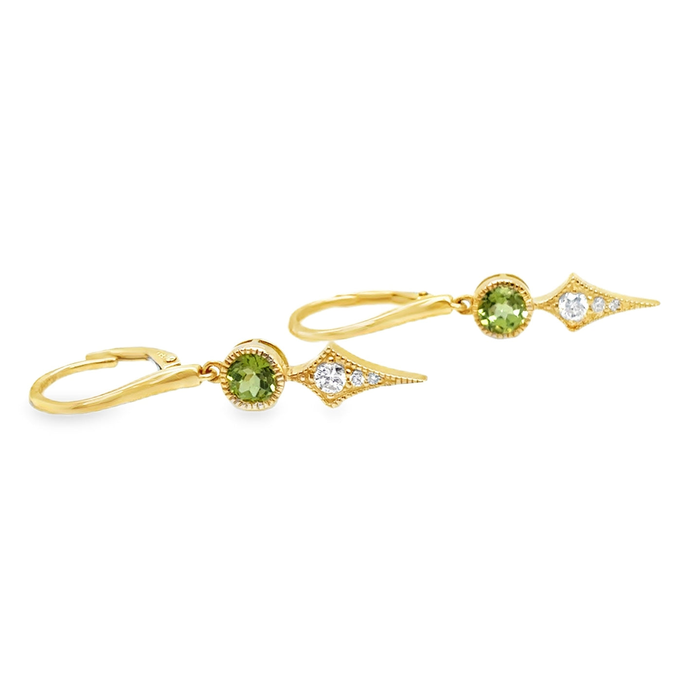 14KY Peridot &  Diamond Earring