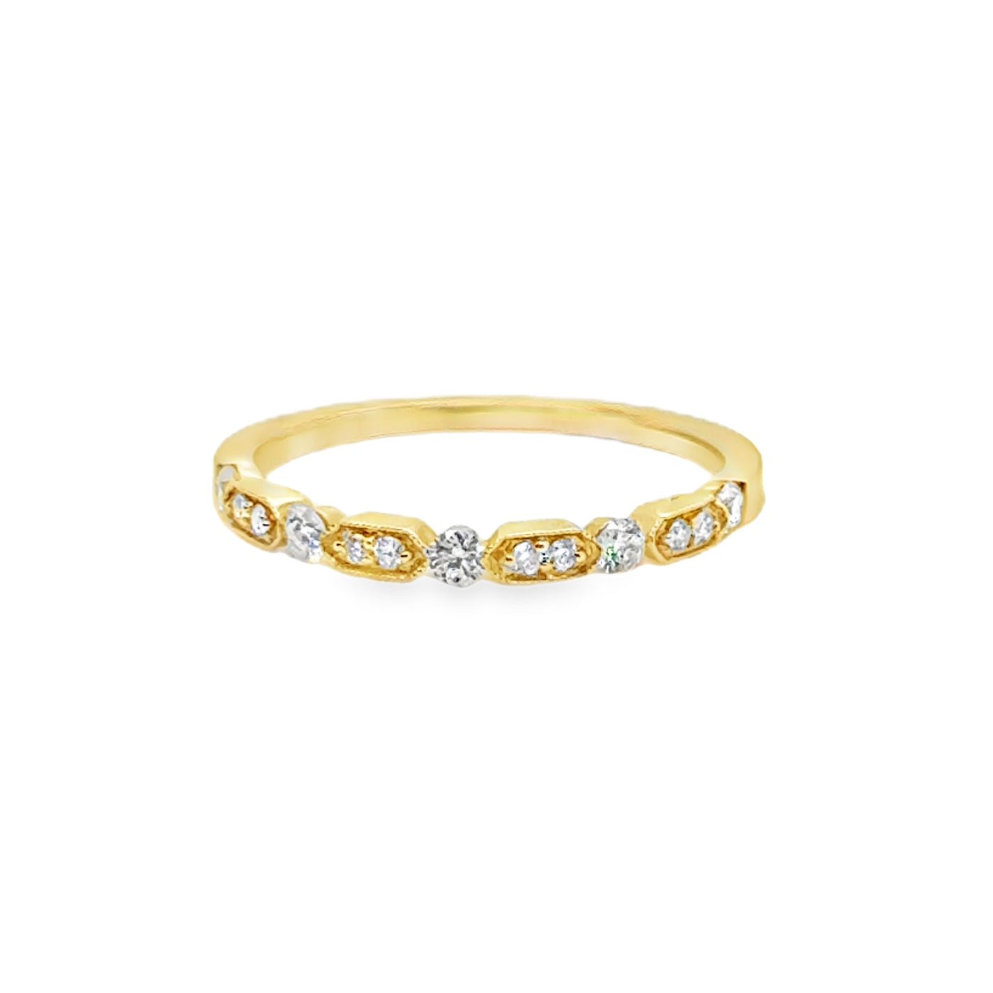 14K Deco Diamond Halfband