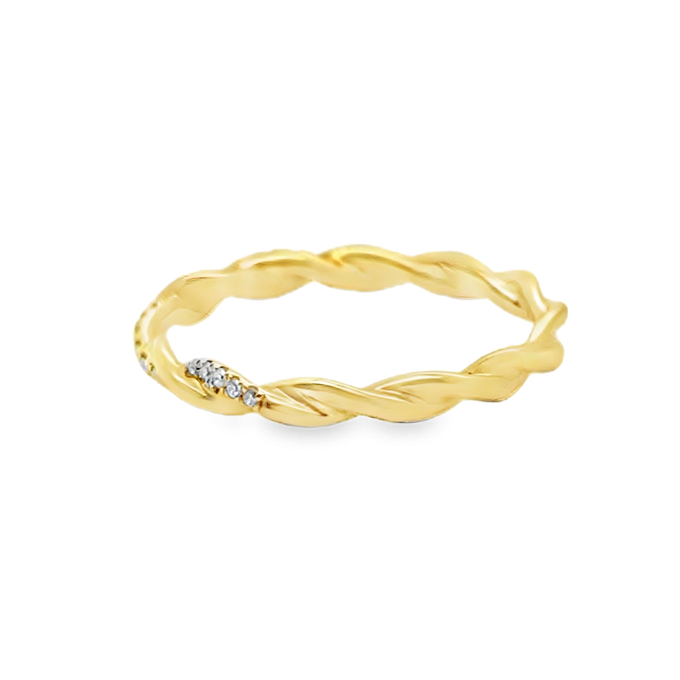 18KY Diamond + Plain Twist Band
