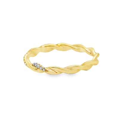 18KY Diamond + Plain Twist Band