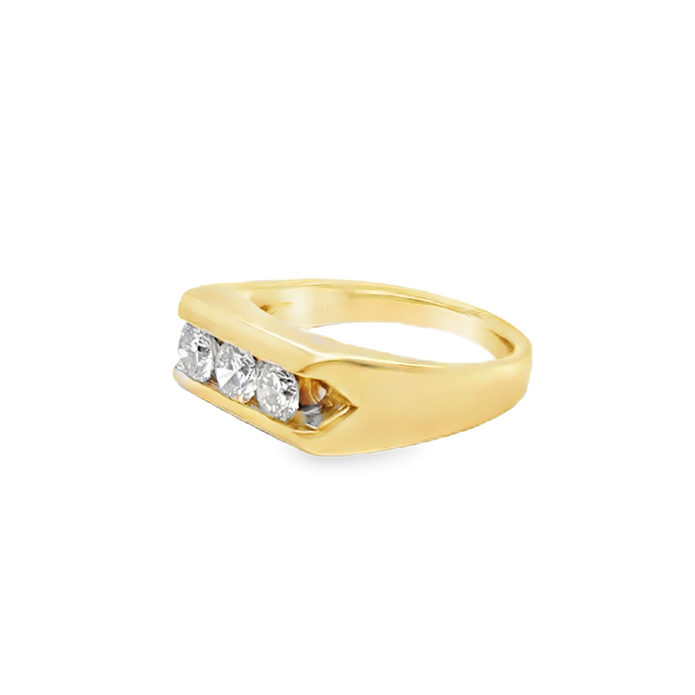 14KY Mens Diamond Trio Signet Ring