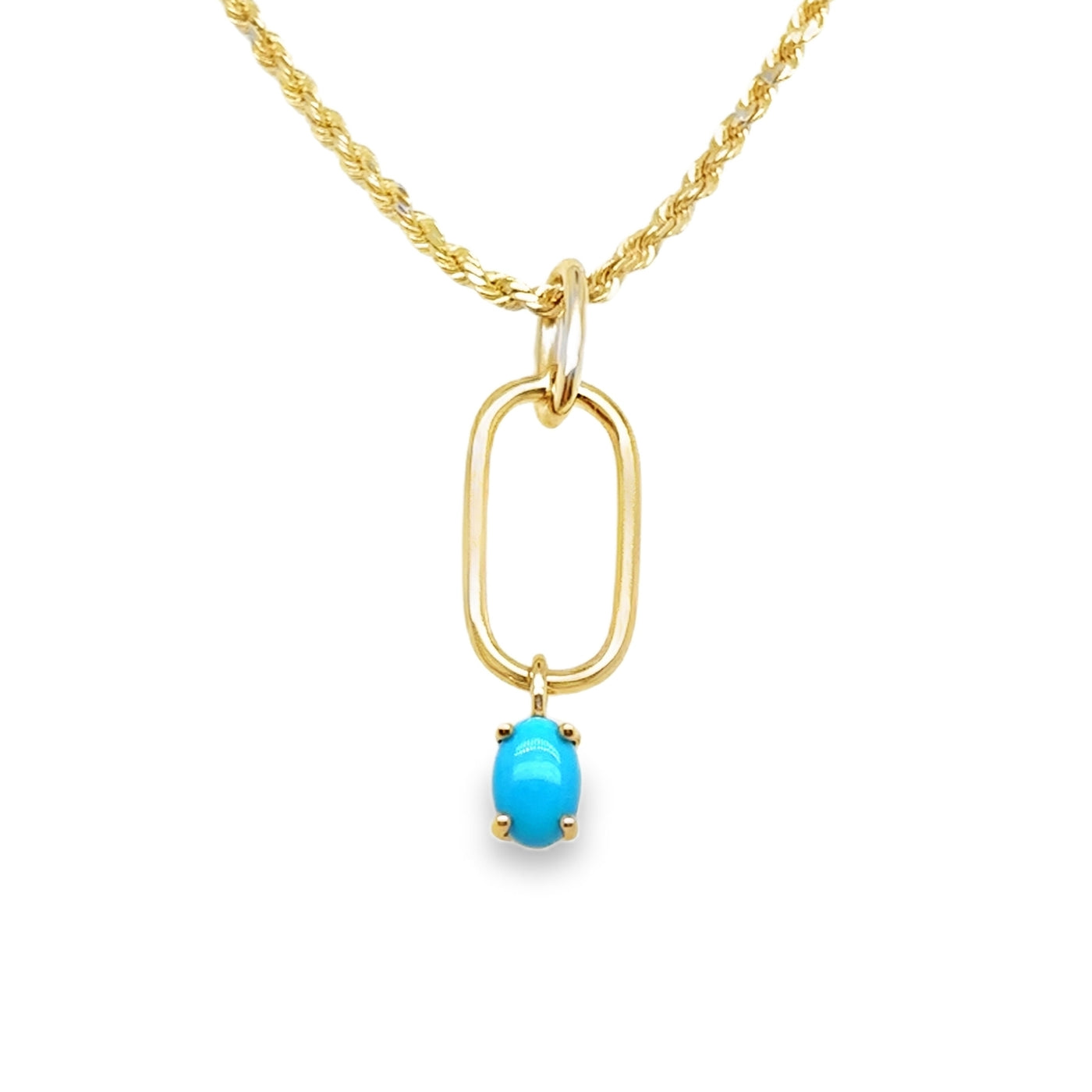 14KY Turquoise  Paperclip Pendant