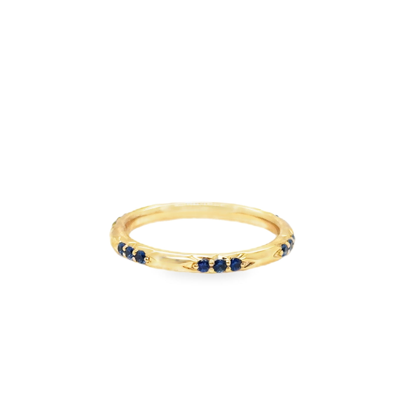18KY Blue Sapphire Scattered Stackable Ring