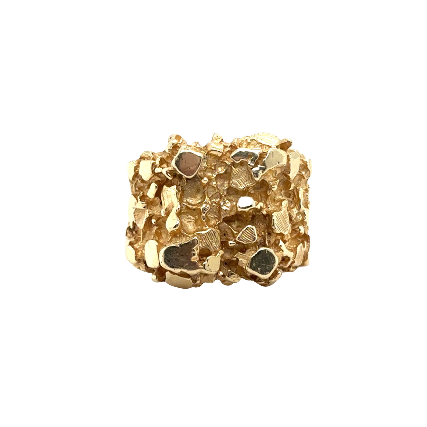 14KY Gold Nugget Ring Size