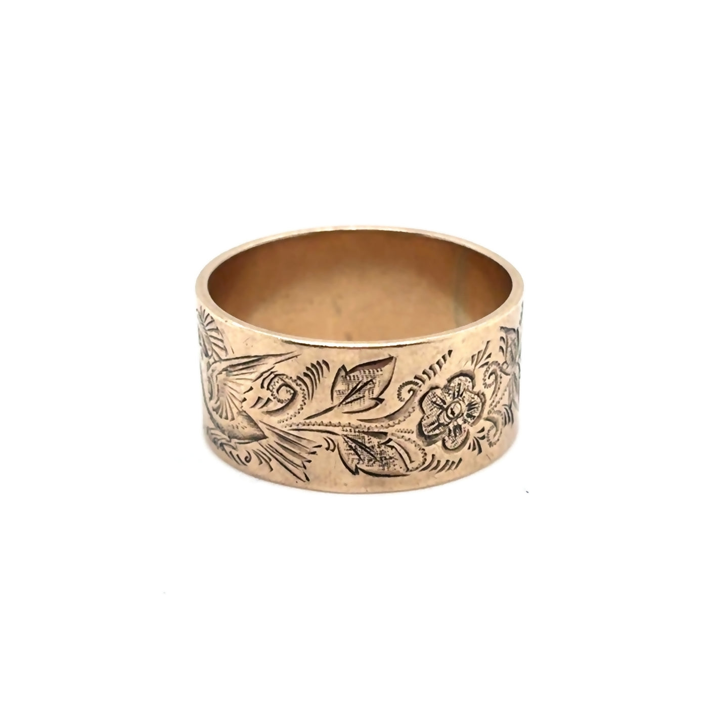 10KY Floral Etched Ring