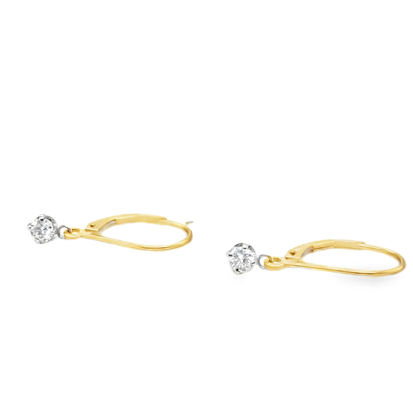 14K Diamond lever back earrings