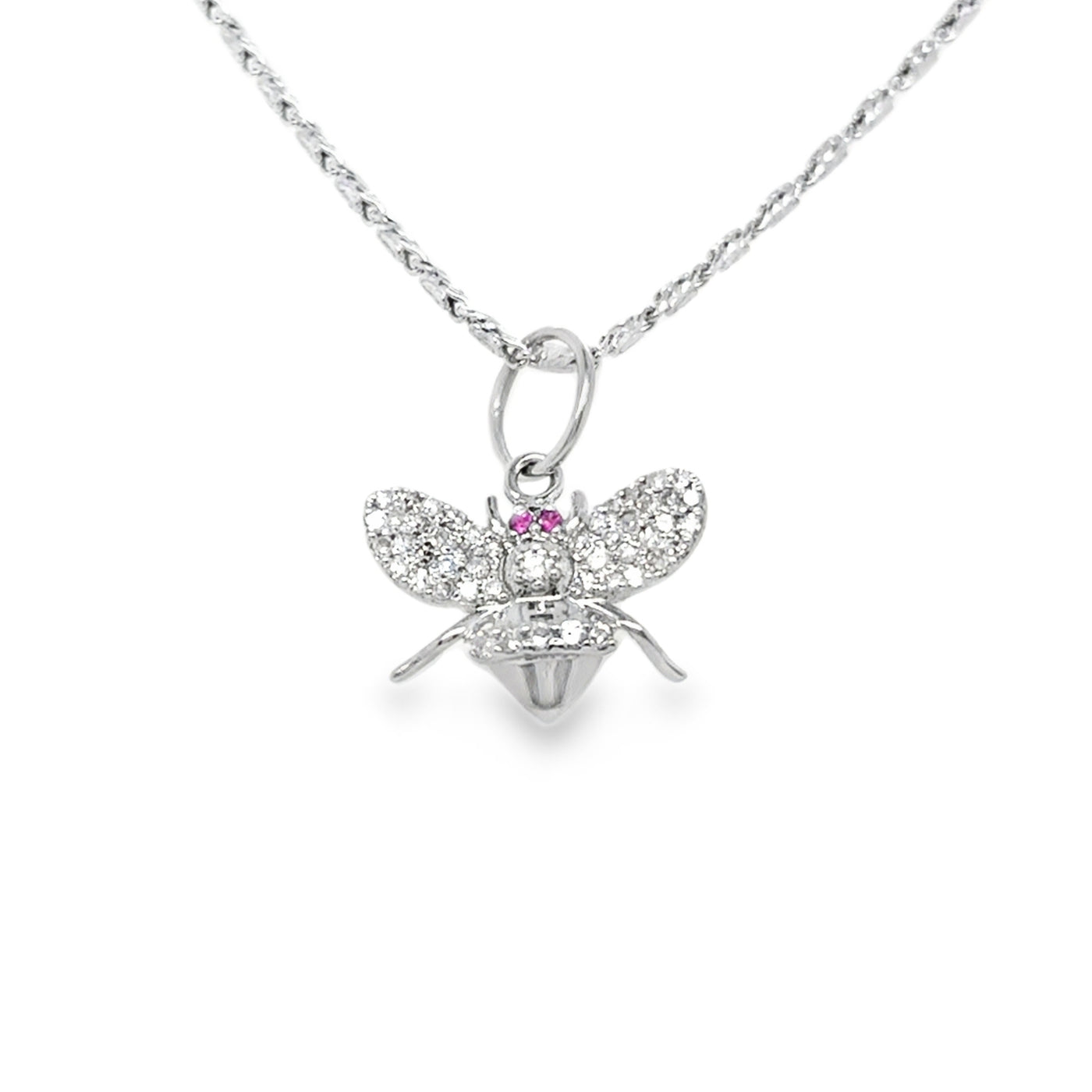 14KW Diamond & Ruby Bee Charm Pendant
