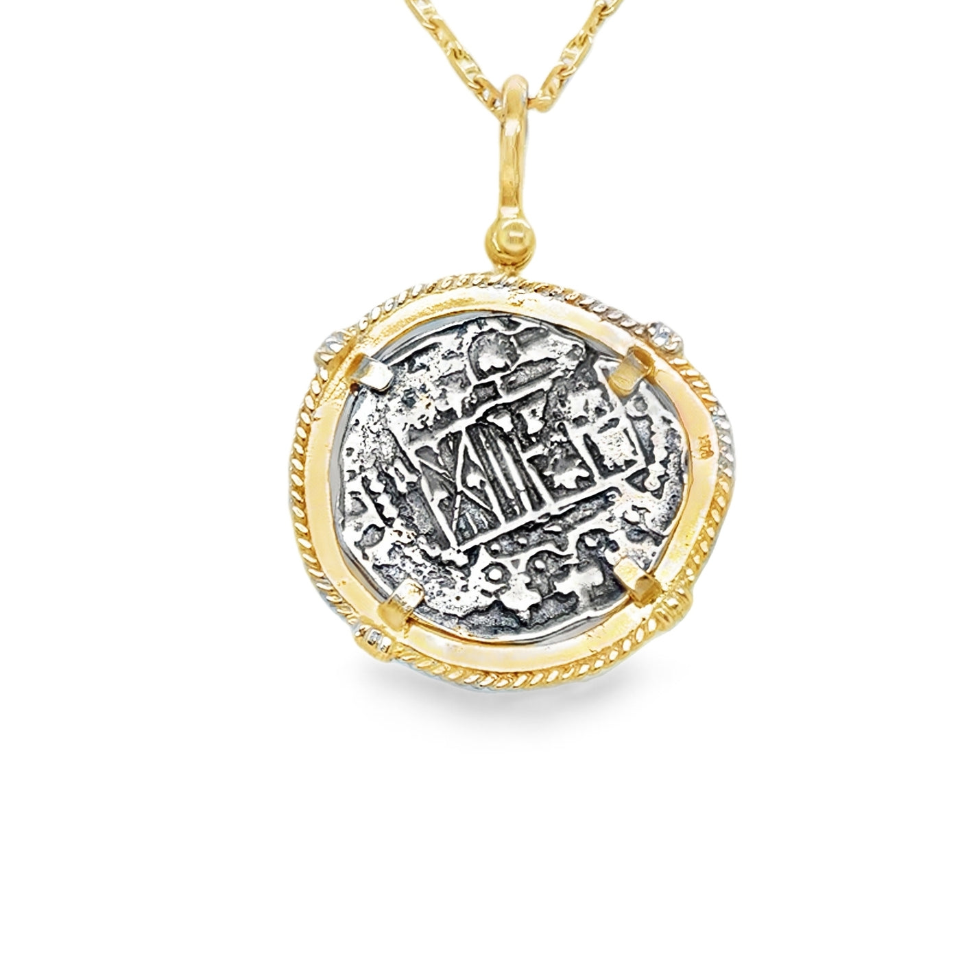 14K/SS Atocha Coin with Rope Detail