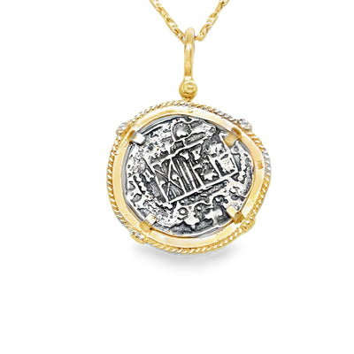 14K/SS Atocha Coin with Rope Detail