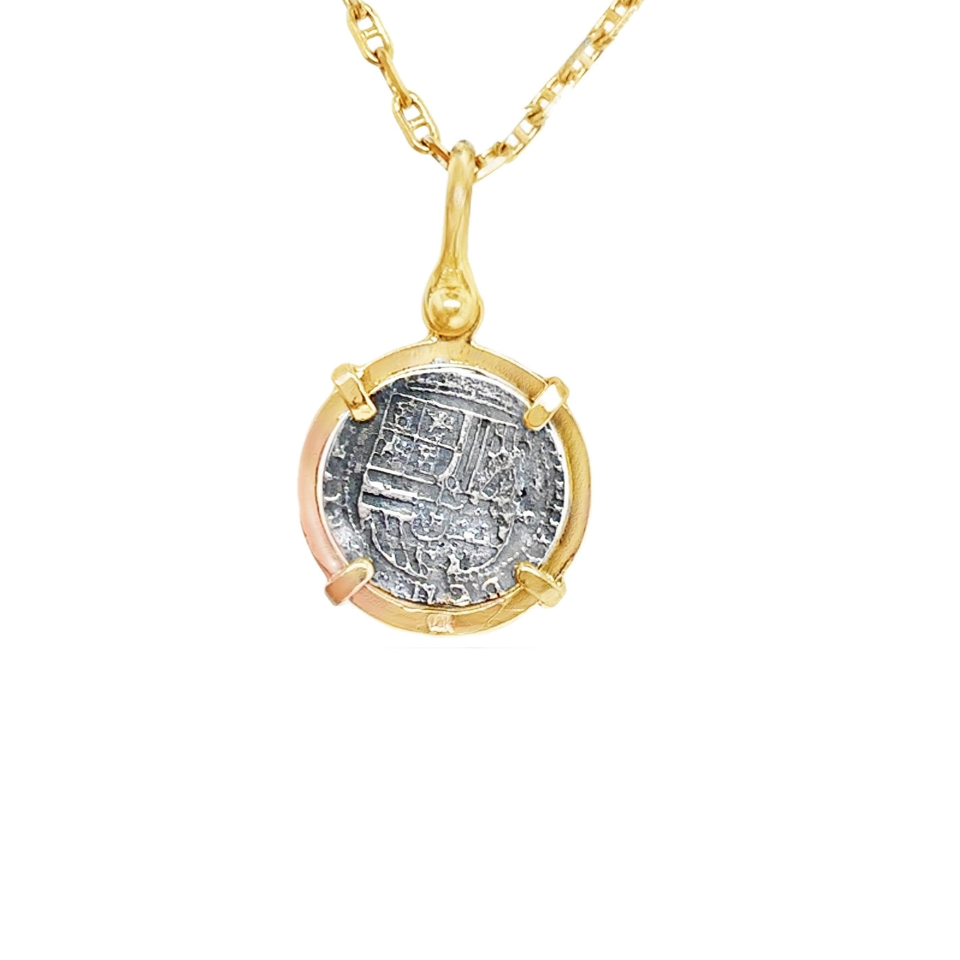 14K/SS Atocha Coin Round Pendant