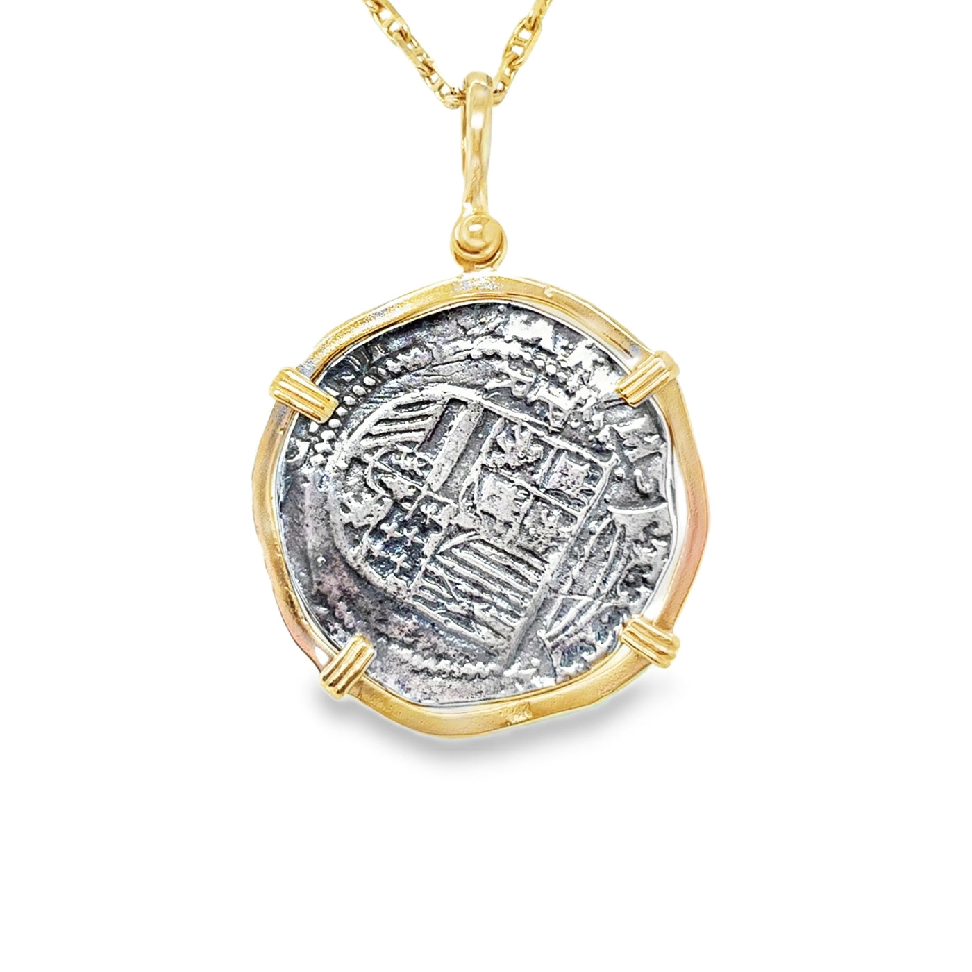 14KY/SS Large Atocha Coin Pendant