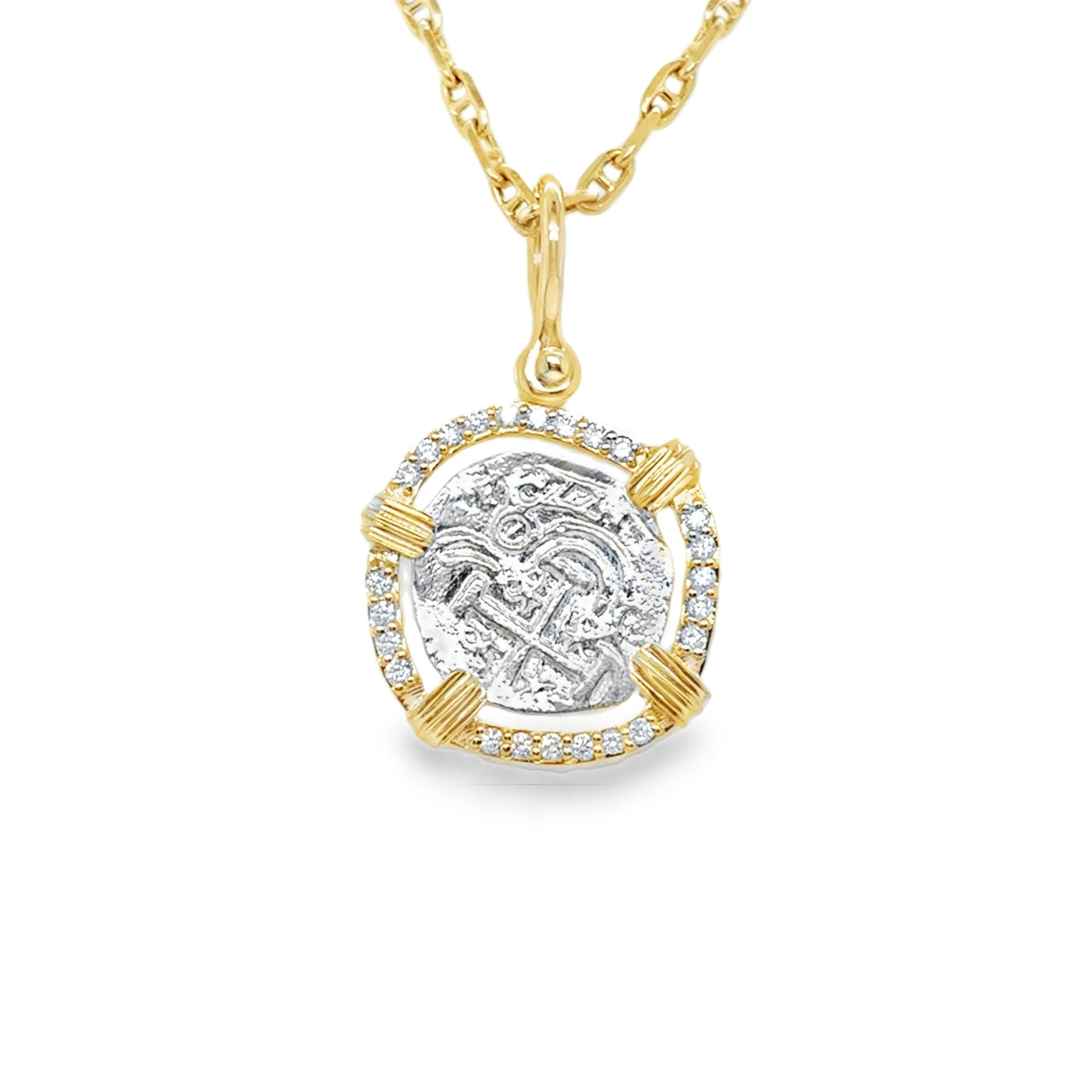 14KY Diamond Halo Atocha Pendant