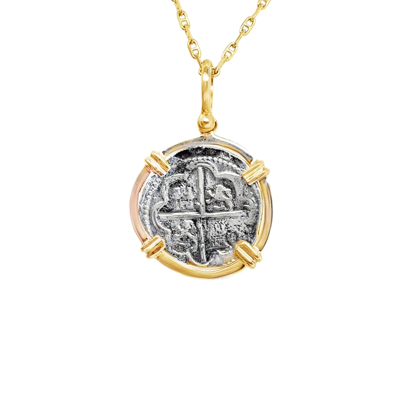 14KY/SS Medium Atocha Coin Pendant