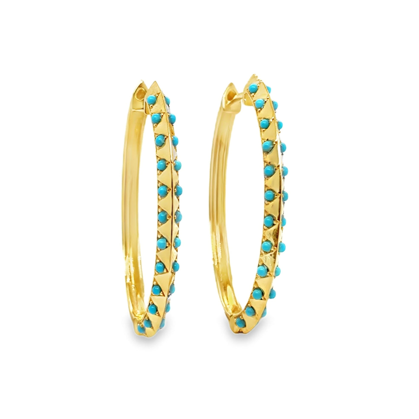 925 YGP Turquoise Hoop Earring
