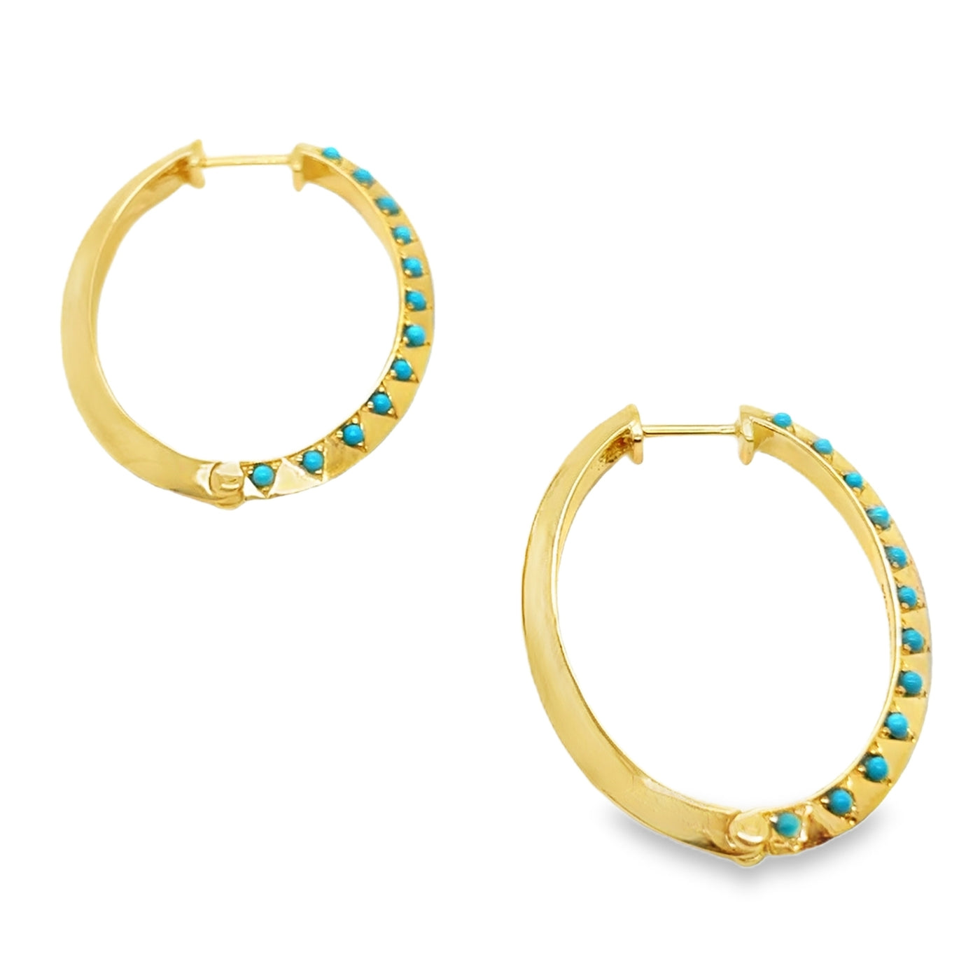 925 YGP Turquoise Hoop Earring