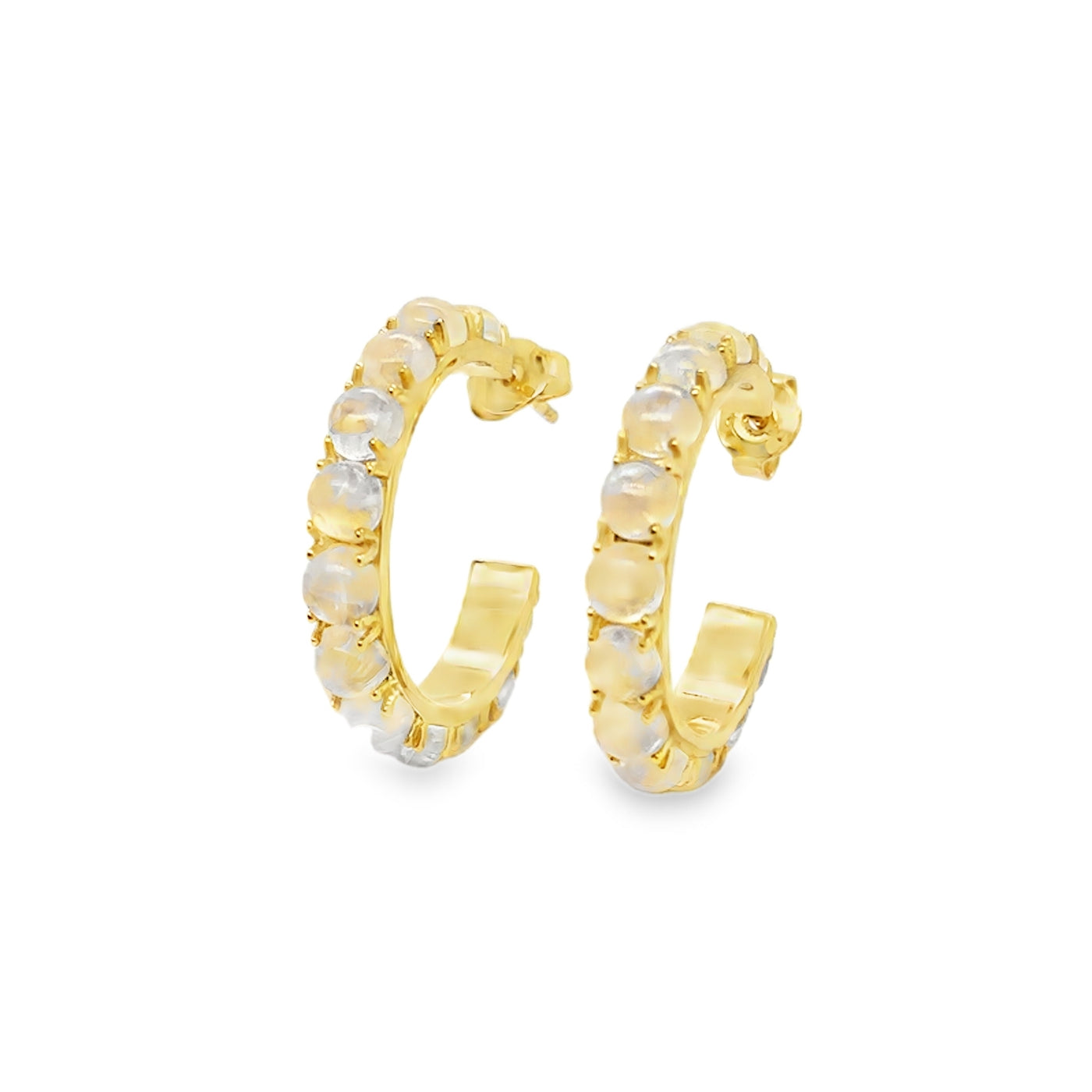 925 Rainbow Moonstone Hoops