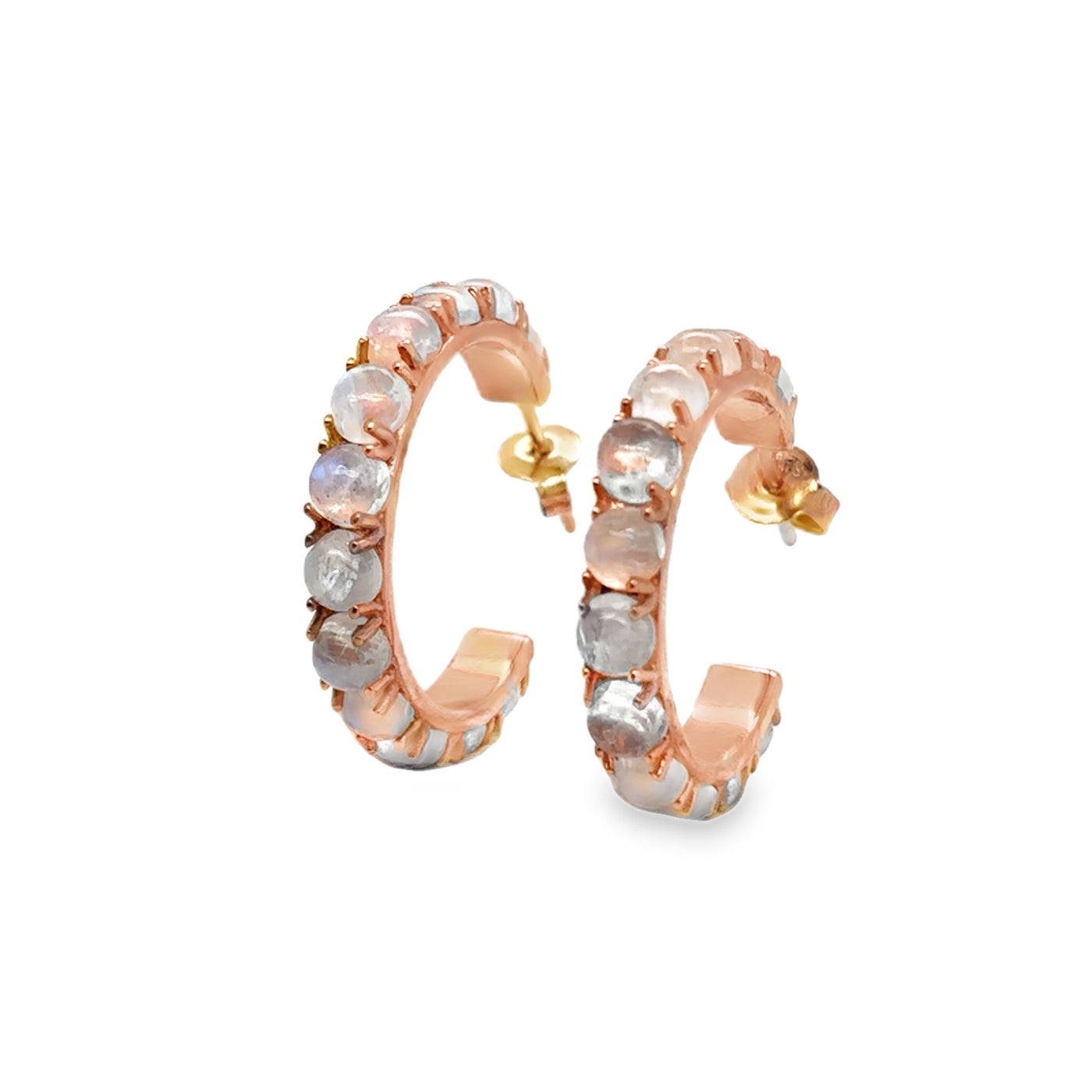 925 Rainbow Moonstone Hoops