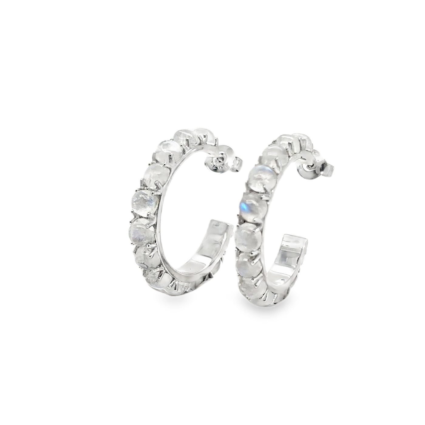 925 Rainbow Moonstone Hoops