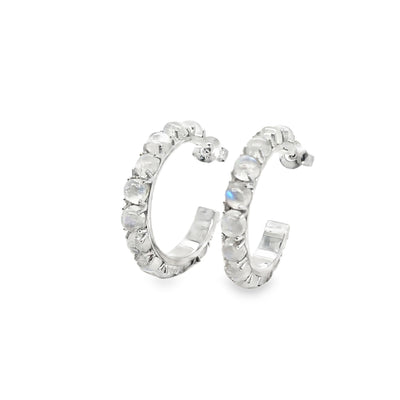 925 Rainbow Moonstone Hoops