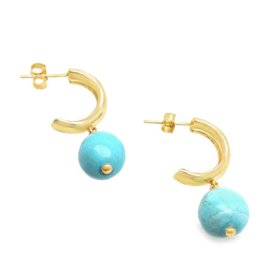 925 GP Round Turquoise Thick Hoop