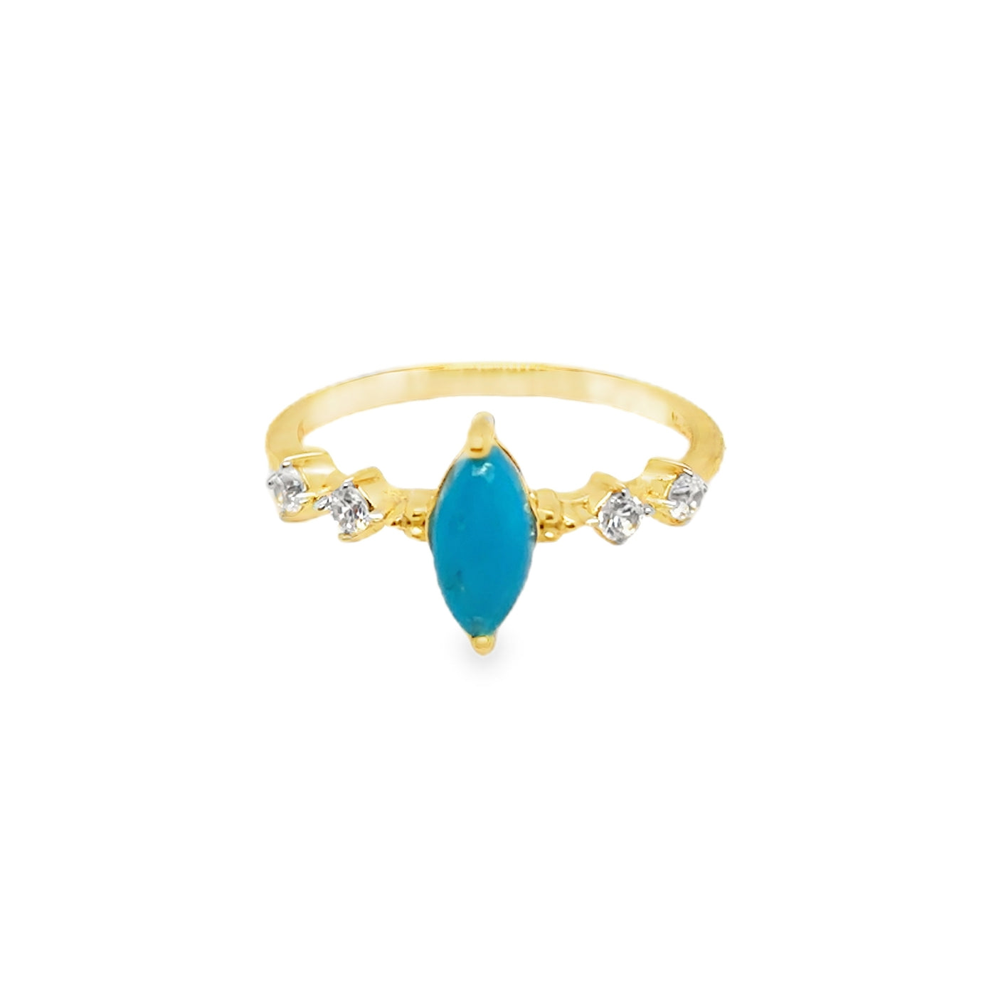 925 Turquoise Marquise & White Zircon Accent Ring
