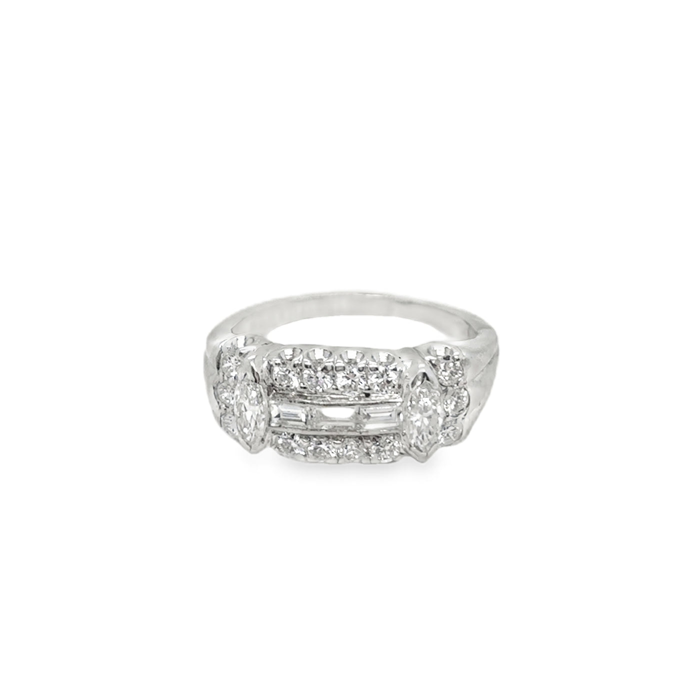 Platinum Art Deco Diamond Band