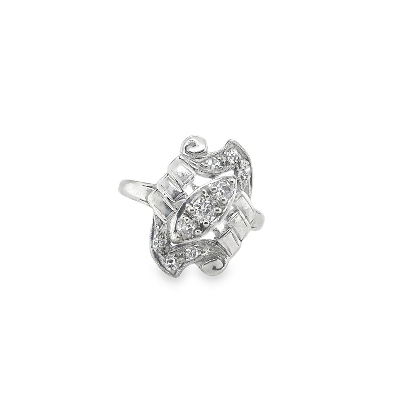 Platinum Diamond  Art Nouveau Ring