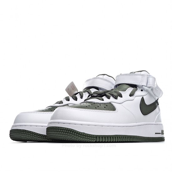 Nike Air Force 1 MID White and Green Mid-Top Sneakers