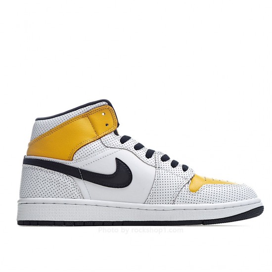 Wmns Air Jordan 1 Mid 'Perforated - White University Gold'