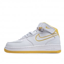 Nike Air Force1 White and Yellow Mid Top