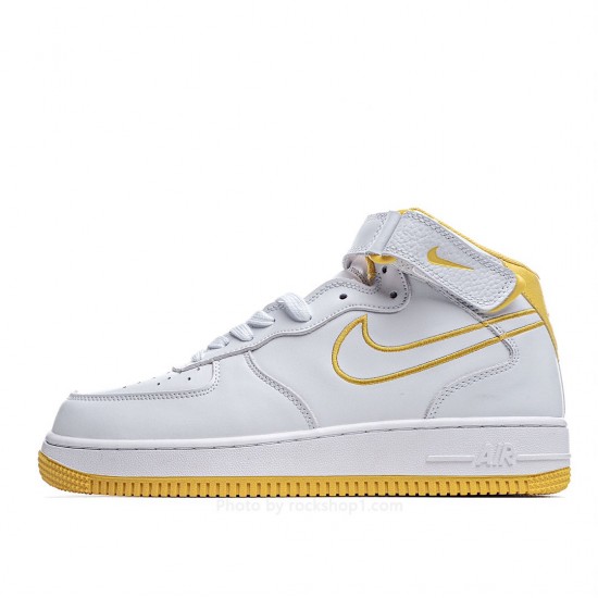 Nike Air Force1 White and Yellow Mid Top