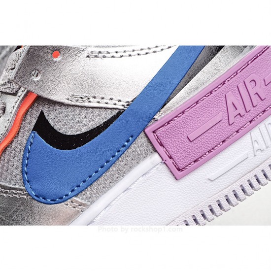 Nike WMNS Air Force 1 Shadow Silver Blue Purple Low Top Sneakers