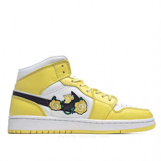 Air Jordan 1 Mid SE GS 'Rose Patch - Dynamic Yellow'