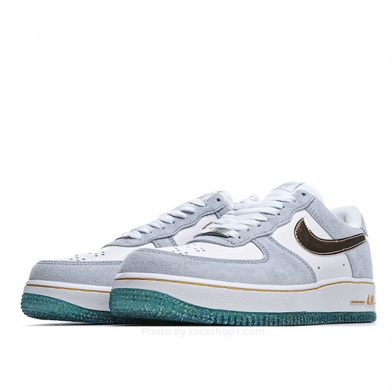 Nike Air Force 1 Low Top White, Blue and Gold