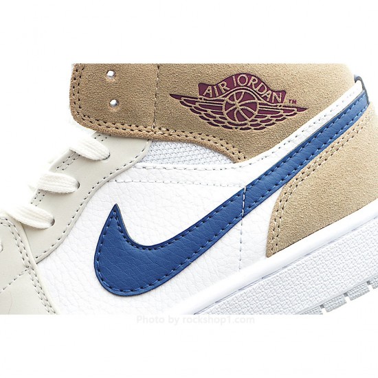 Air Jordan 1 Mid 'White Khaki Blue Void'